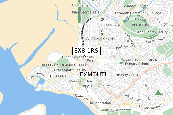 EX8 1RS map - small scale - OS Open Zoomstack (Ordnance Survey)