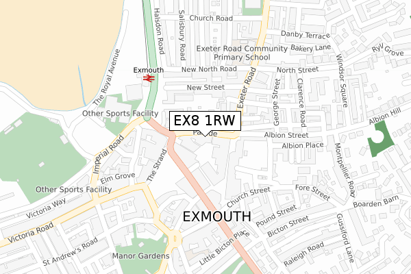 EX8 1RW map - large scale - OS Open Zoomstack (Ordnance Survey)