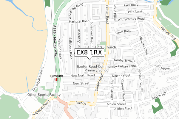 EX8 1RX map - large scale - OS Open Zoomstack (Ordnance Survey)