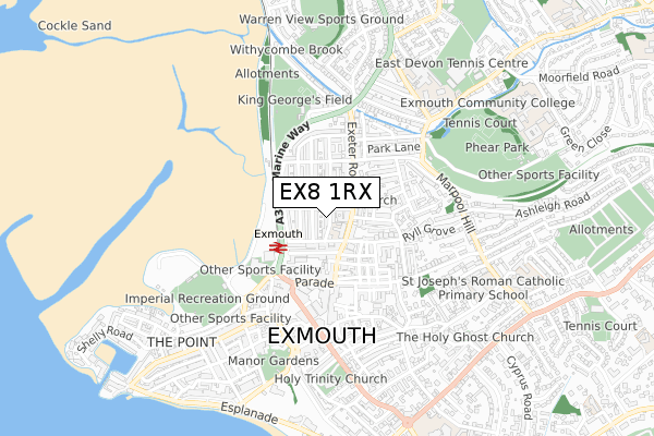 EX8 1RX map - small scale - OS Open Zoomstack (Ordnance Survey)