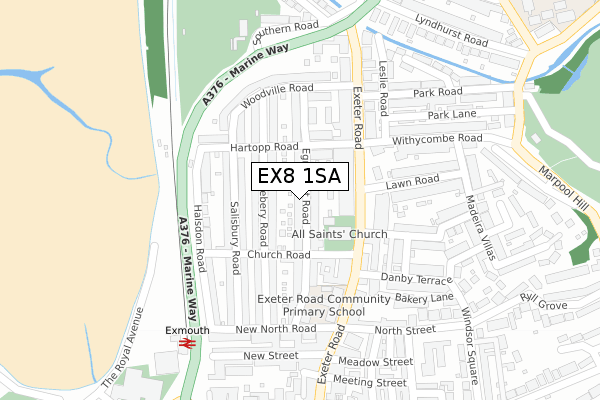 EX8 1SA map - large scale - OS Open Zoomstack (Ordnance Survey)