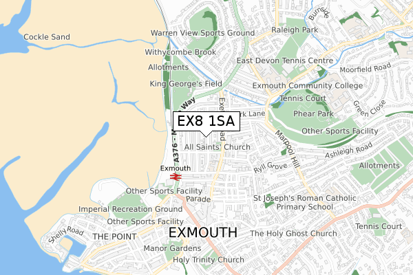 EX8 1SA map - small scale - OS Open Zoomstack (Ordnance Survey)