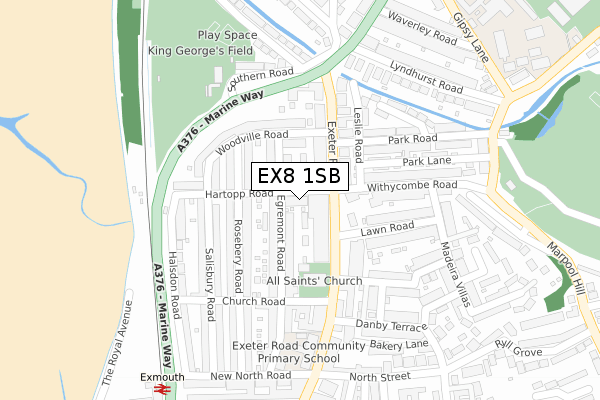 EX8 1SB map - large scale - OS Open Zoomstack (Ordnance Survey)