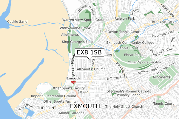 EX8 1SB map - small scale - OS Open Zoomstack (Ordnance Survey)