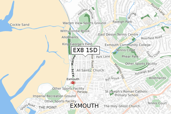 EX8 1SD map - small scale - OS Open Zoomstack (Ordnance Survey)