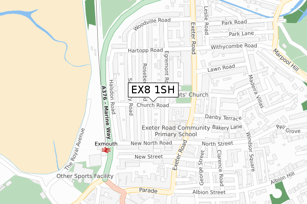 EX8 1SH map - large scale - OS Open Zoomstack (Ordnance Survey)