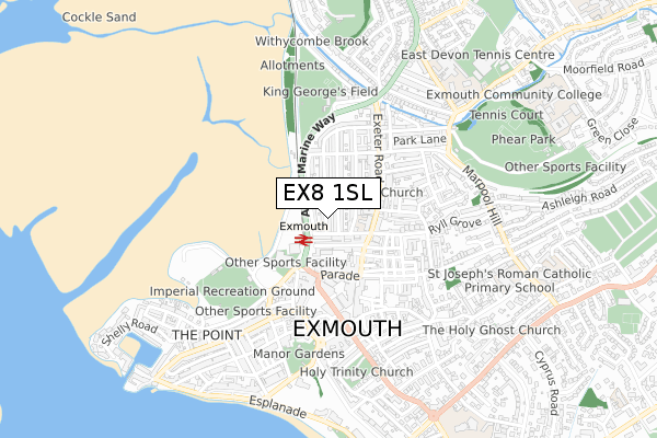 EX8 1SL map - small scale - OS Open Zoomstack (Ordnance Survey)