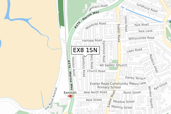 EX8 1SN map - large scale - OS Open Zoomstack (Ordnance Survey)