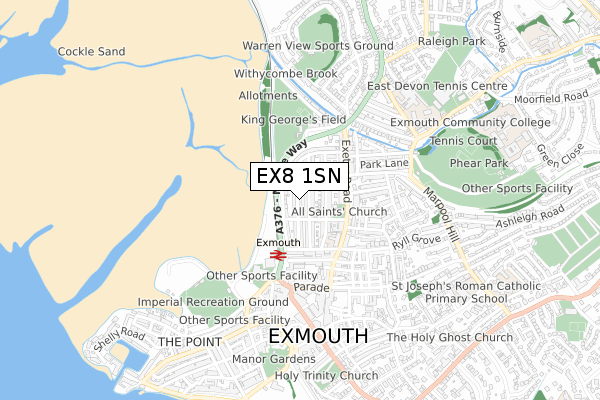 EX8 1SN map - small scale - OS Open Zoomstack (Ordnance Survey)