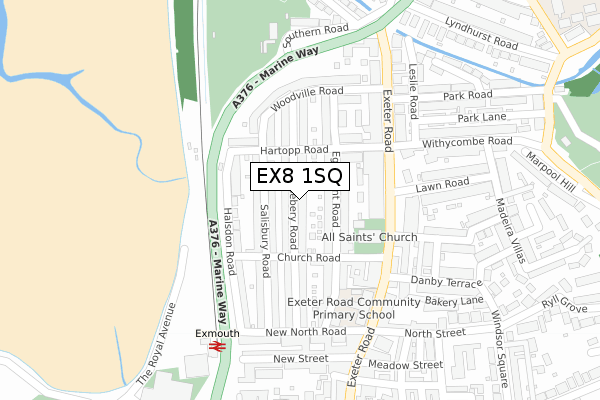 EX8 1SQ map - large scale - OS Open Zoomstack (Ordnance Survey)