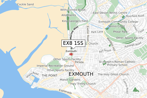 EX8 1SS map - small scale - OS Open Zoomstack (Ordnance Survey)