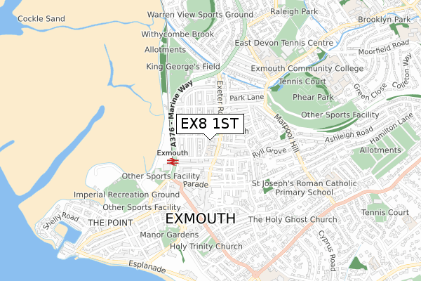 EX8 1ST map - small scale - OS Open Zoomstack (Ordnance Survey)