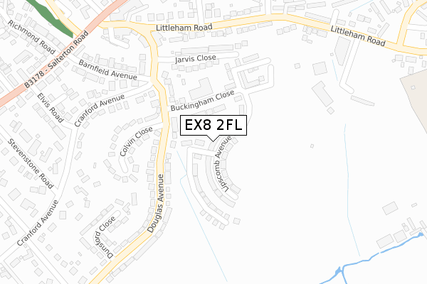 EX8 2FL map - large scale - OS Open Zoomstack (Ordnance Survey)