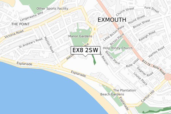 EX8 2SW map - large scale - OS Open Zoomstack (Ordnance Survey)