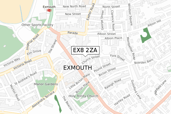EX8 2ZA map - large scale - OS Open Zoomstack (Ordnance Survey)