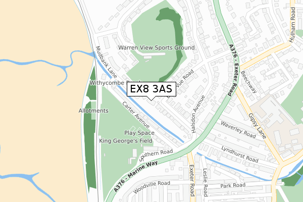 EX8 3AS map - large scale - OS Open Zoomstack (Ordnance Survey)