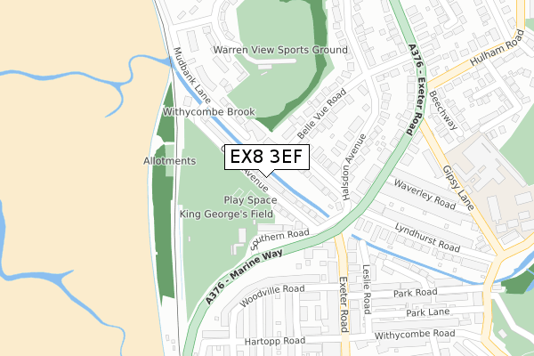 EX8 3EF map - large scale - OS Open Zoomstack (Ordnance Survey)