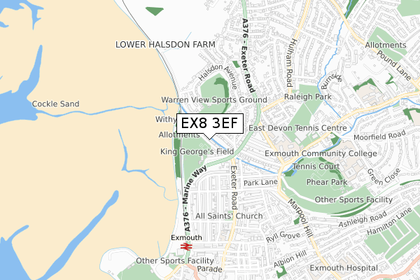 EX8 3EF map - small scale - OS Open Zoomstack (Ordnance Survey)