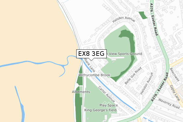 EX8 3EG map - large scale - OS Open Zoomstack (Ordnance Survey)