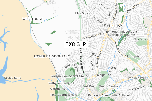 EX8 3LP map - small scale - OS Open Zoomstack (Ordnance Survey)