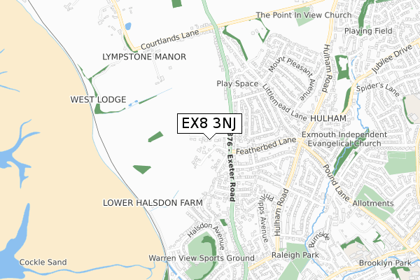 EX8 3NJ map - small scale - OS Open Zoomstack (Ordnance Survey)
