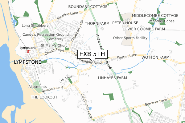 EX8 5LH map - small scale - OS Open Zoomstack (Ordnance Survey)