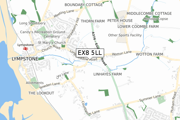EX8 5LL map - small scale - OS Open Zoomstack (Ordnance Survey)