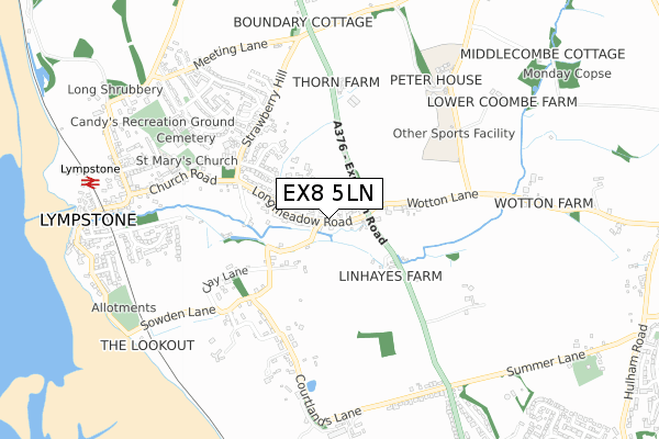EX8 5LN map - small scale - OS Open Zoomstack (Ordnance Survey)