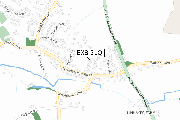 EX8 5LQ map - large scale - OS Open Zoomstack (Ordnance Survey)
