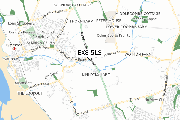 EX8 5LS map - small scale - OS Open Zoomstack (Ordnance Survey)