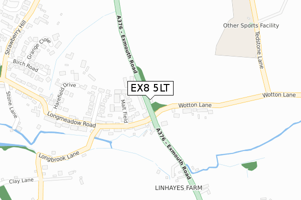 EX8 5LT map - large scale - OS Open Zoomstack (Ordnance Survey)