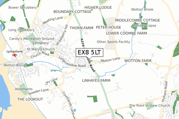 EX8 5LT map - small scale - OS Open Zoomstack (Ordnance Survey)