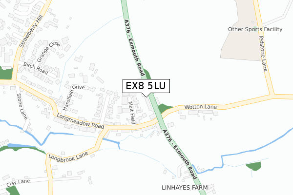 EX8 5LU map - large scale - OS Open Zoomstack (Ordnance Survey)
