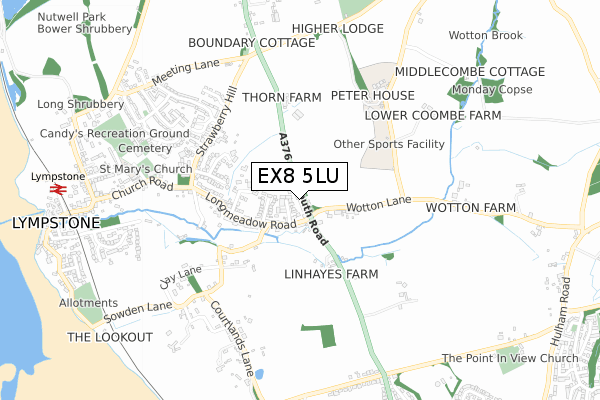 EX8 5LU map - small scale - OS Open Zoomstack (Ordnance Survey)