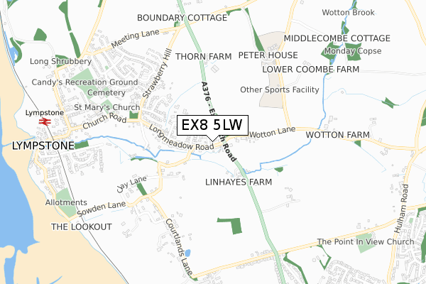 EX8 5LW map - small scale - OS Open Zoomstack (Ordnance Survey)