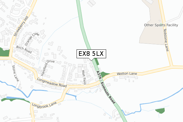 EX8 5LX map - large scale - OS Open Zoomstack (Ordnance Survey)