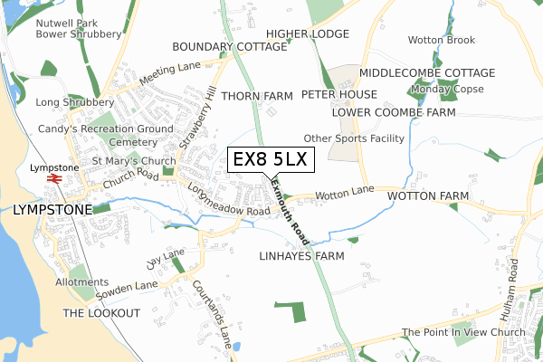 EX8 5LX map - small scale - OS Open Zoomstack (Ordnance Survey)