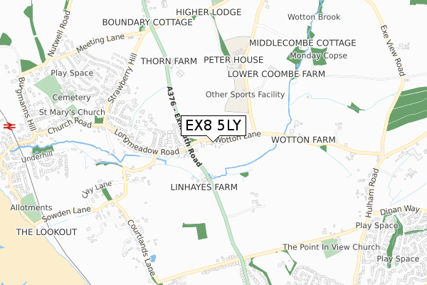 EX8 5LY map - small scale - OS Open Zoomstack (Ordnance Survey)