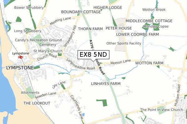 EX8 5ND map - small scale - OS Open Zoomstack (Ordnance Survey)