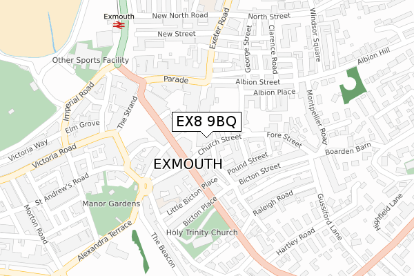 EX8 9BQ map - large scale - OS Open Zoomstack (Ordnance Survey) EX8 9BQ map - large scale - OS Open Zoomstack (Ordnance Survey)