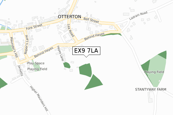 EX9 7LA map - large scale - OS Open Zoomstack (Ordnance Survey)