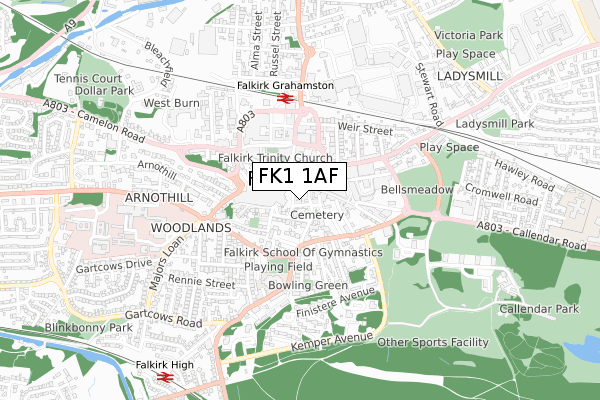 FK1 1AF map - small scale - OS Open Zoomstack (Ordnance Survey) FK1 1AF map - small scale - OS Open Zoomstack (Ordnance Survey)