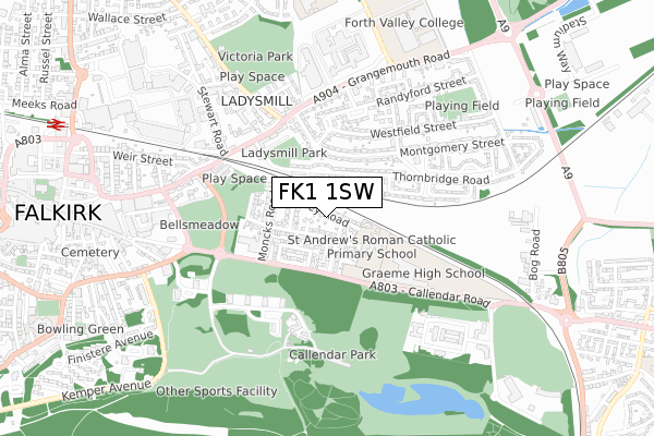 FK1 1SW map - small scale - OS Open Zoomstack (Ordnance Survey) FK1 1SW map - small scale - OS Open Zoomstack (Ordnance Survey)