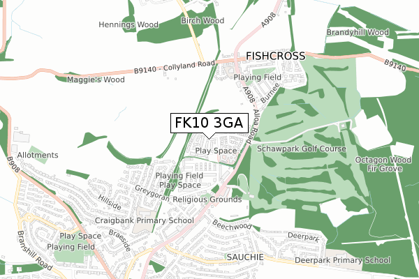 FK10 3GA map - small scale - OS Open Zoomstack (Ordnance Survey) FK10 3GA map - small scale - OS Open Zoomstack (Ordnance Survey)