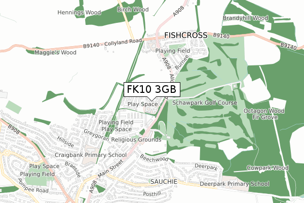 FK10 3GB map - small scale - OS Open Zoomstack (Ordnance Survey)