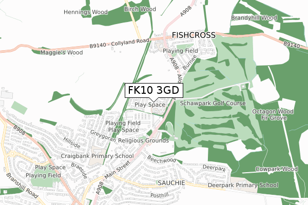 FK10 3GD map - small scale - OS Open Zoomstack (Ordnance Survey) FK10 3GD map - small scale - OS Open Zoomstack (Ordnance Survey)