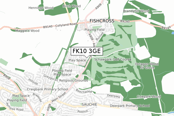 FK10 3GE map - small scale - OS Open Zoomstack (Ordnance Survey)