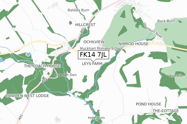 FK14 7JL map - small scale - OS Open Zoomstack (Ordnance Survey)