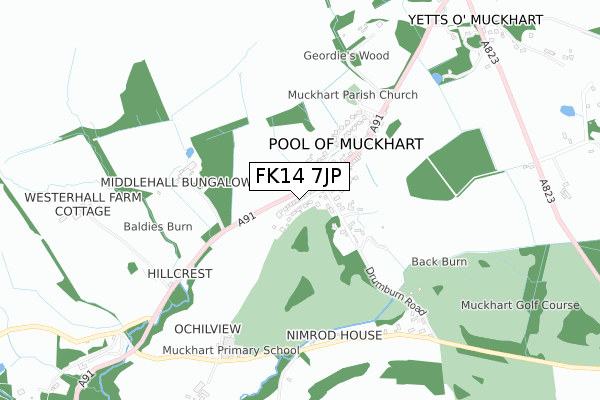FK14 7JP map - small scale - OS Open Zoomstack (Ordnance Survey)