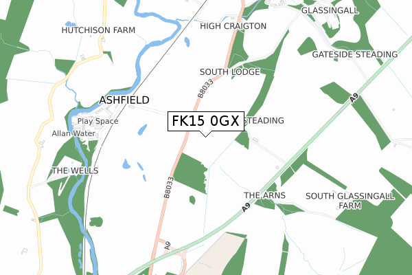 FK15 0GX map - small scale - OS Open Zoomstack (Ordnance Survey) FK15 0GX map - small scale - OS Open Zoomstack (Ordnance Survey)
